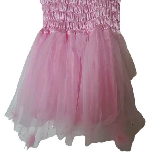 HH Pink Tule Feather Dress Fit Flare Stretch Dress - Picture 9 of 10